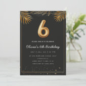  Golden Tropical Palm Leaves 6th Birthday  Kaart (Staand voorkant)