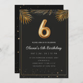  Golden Tropical Palm Leaves 6th Birthday  Kaart (Voorkant / Achterkant)