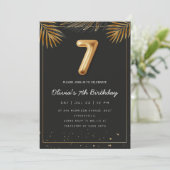  Golden Tropical Palm Leaves 7th Birthday  Kaart (Staand voorkant)