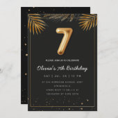  Golden Tropical Palm Leaves 7th Birthday  Kaart (Voorkant / Achterkant)