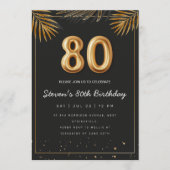 Golden Tropical Palm Leaves 80th Birthday Kaart (Voorkant)