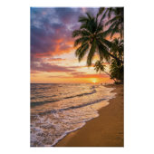 Golden Tropical Sunset Beach Poster (Voorkant)