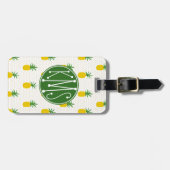 Golden Tropische anananappels | Monogram Bagagelabel (Voorkant horizontaal)