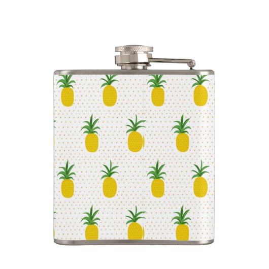 Golden Tropische anananappels | Monogram Heupfles (Achterkant)