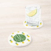 Golden Tropische anananappels | Monogram Zandsteen Onderzetter (Zijkant)