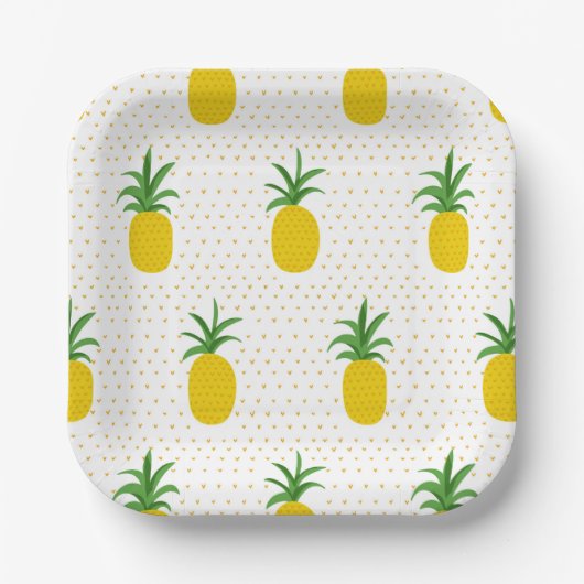 Golden Tropische anananappels Papieren Bordje (Voorkant)