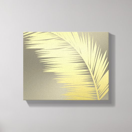 Golden Tropische palmbladeren Canvas Afdruk (Voorkant)