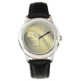 Golden Tropische palmbladeren Horloge