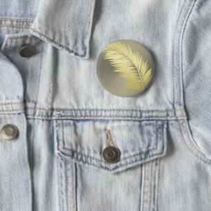 Golden Tropische palmbladeren Ronde Button 5,7 Cm