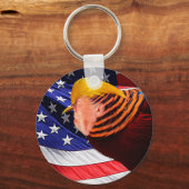Golden Trump Bird USA Flag Button Sleutelhanger (Voorkant)