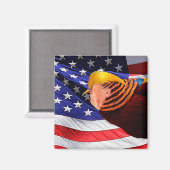 Golden Trump Bird USA Flag Square Magnet (Voorkant / Achterkant)