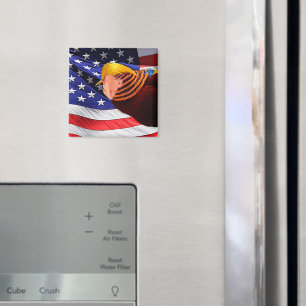 Golden Trump Bird USA Flag Square Magnet