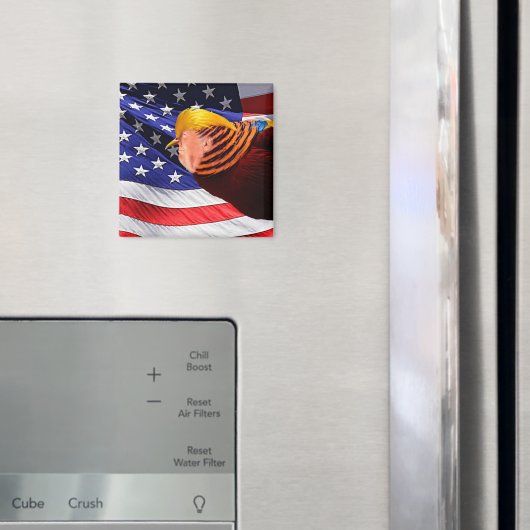 Golden Trump Bird USA Flag Square Magnet (Insitu (Koelkast))
