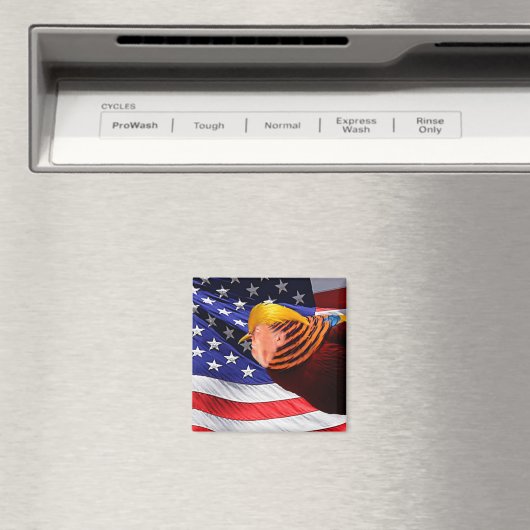 Golden Trump Bird USA Flag Square Magnet (Insitu (Vaatwasser))