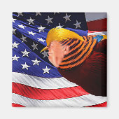 Golden Trump Bird USA Flag Square Magnet (Voorkant)