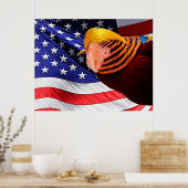 Golden Trump Bird USA Flag Value Poster (Keuken)