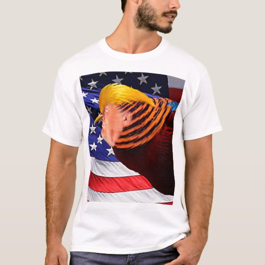 Golden Trump USA Flag Mannen Basic T-Shirt (Voorkant)