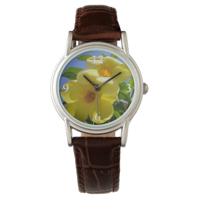 Golden Trumpet Flowers I Horloge (Voorkant)