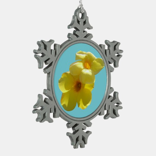 Golden Trumpet Flowers I Tin Sneeuwvlok Ornament (Links)