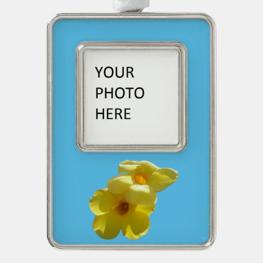 Golden Trumpet Flowers I Verzilverd Omlijst Ornament (Voorkant)