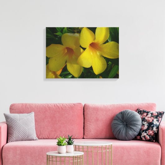 Golden Trumpet Flowers II Tropisch Canvas Afdruk (Insitu (Woonkamer))