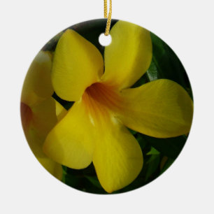 Golden Trumpet Flowers II Tropisch Keramisch Ornament