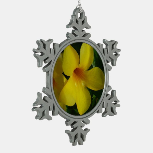 Golden Trumpet Flowers II Tropisch Tin Sneeuwvlok Ornament (Links)