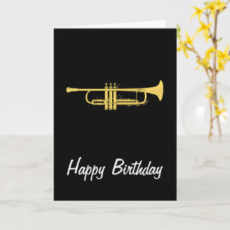 Golden Trumpet Music Theme Birthday Card Kaart