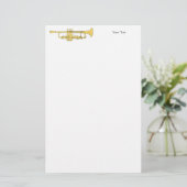 Golden Trumpet Music Theme Briefpapier (Staand voorkant)