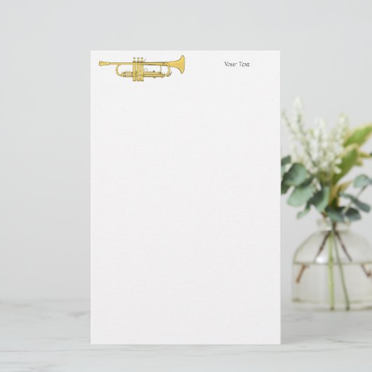 Golden Trumpet Music Theme Briefpapier (Staand voorkant)