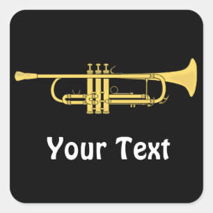 Golden Trumpet Music Theme Sheets of Vierkante Sticker