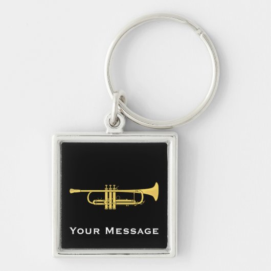 Golden Trumpet Music Theme Zip Pull Sleutelhanger (Voorkant)