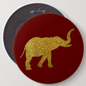Golden Trumpeting Elephant Ronde Button 6,0 Cm (Voorkant /achterkant)