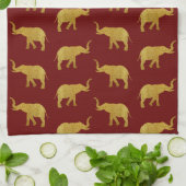 Golden Trumpeting Elephants Theedoek (Gevouwen)