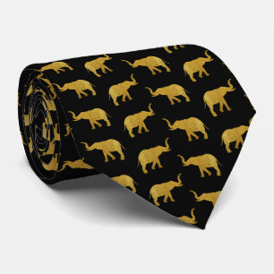 Golden Trumpeting Elephants Tiled Pattern Stropdas