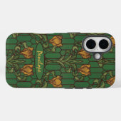 Golden Tulips Art Nouveau Floral en Name Case-Mate iPhone Case (Achterkant (horizontaal))