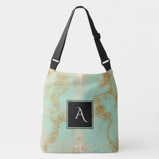 *~* Golden  Turquoise Gold Glitter Shabby Crossbody Tas (Voorkant)