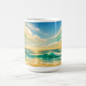 Golden Turquoise Ocean Waves Sunset Koffiemok (Center)