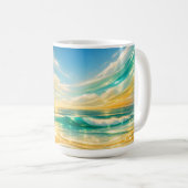 Golden Turquoise Ocean Waves Sunset Koffiemok (Voorkant rechts)