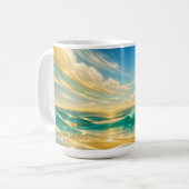 Golden Turquoise Ocean Waves Sunset Koffiemok (Voorkant links)