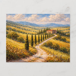 Golden Tuscan Countryside Villa Landscape Briefkaart