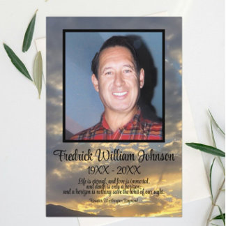 Golden Twilight Cloud Photo Funeral Program Programmakaart