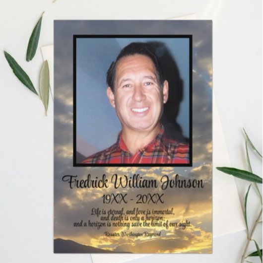 Golden Twilight Cloud Photo Funeral Program Programmakaart