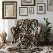 Golden Twilight Floral Moonlit Pioenen Fleece Deken