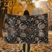 Golden Twilight Floral Moonlit Pioenen Fleece Deken