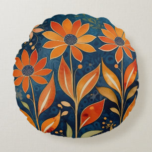 Golden Twilight Floral Rond Kussen