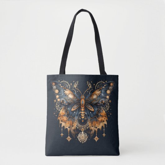 Golden Twilight Moth - Celestial Gothic Art Tote Bag (Voorkant)