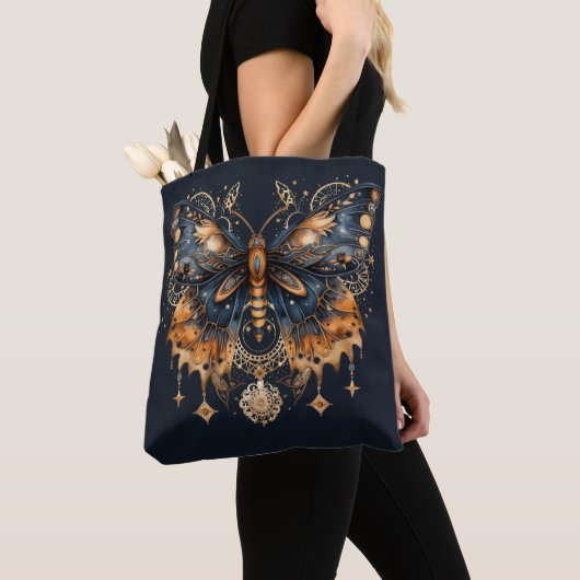 Golden Twilight Moth - Celestial Gothic Art Tote Bag (Dichtbij)