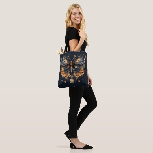 Golden Twilight Moth - Celestial Gothic Art Tote Bag (Op model)