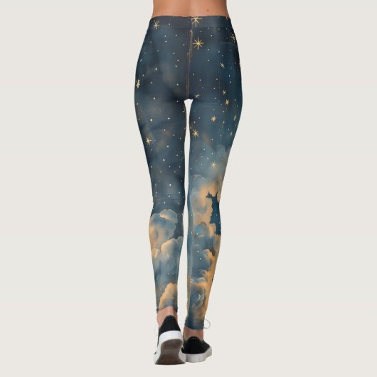 Golden Twilight Sky Celestial Activewear Leggings (Achterkant)